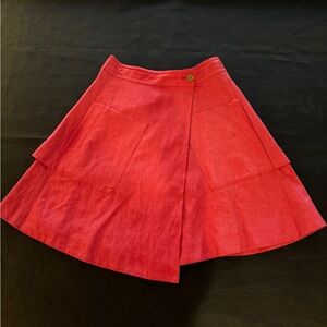 Red Linen Wrap Skirt with Pockets! Size US6